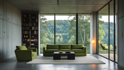 Obraz premium A dark grey modern living room 