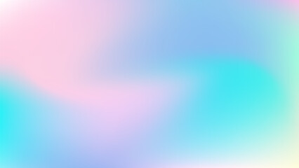 Pastel trend iridescent metallic backdrop. Colorful template for presentation, cover, and wallpaper. Abstract blue and pink gradient. Holographic vector background. Rainbow liquid texture bg. 