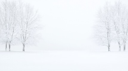 Snowy trees in a winter landscape.  Possible use Background for presentations, greeting cards, etc.