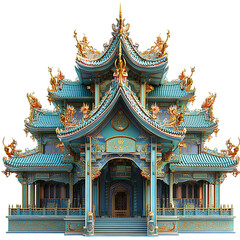 Fototapeta premium PNG Ancient Asian Architectural Marvel Against Transparent Background for Cultural, Historical, or Architectural Design Projects.