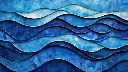 Obraz premium blue ocean waves with textured patterns, vibrant and dynamic composition, radiant and artistic design, bold and glowing atmosphere