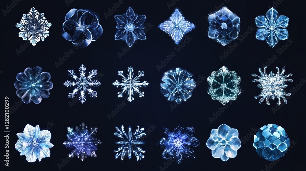 Poster are you looking for a set of snowflake icons in a specific style? for example, do you prefer simple,