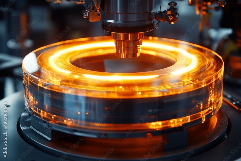 Poster advanced manufacturing process highlights the precision of machinery in creating vibrant components