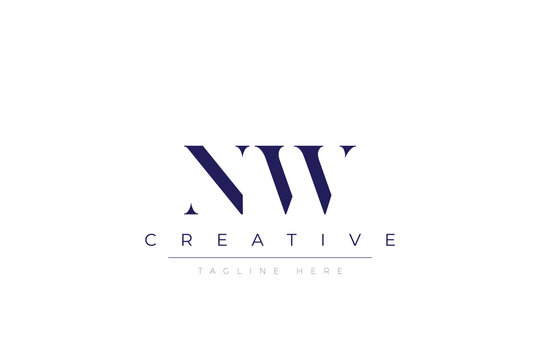 NW abstract  minimalist letters Logo Monogram. It is a minimalist logo, this logo is made by combining two letters