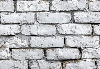 Obraz premium Weathered White Brick Wall with Peeling Paint and Texture Details
