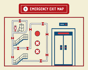 Emergency Exit Map Design vector illustration