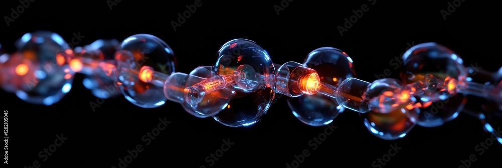 Poster visualization of gas molecules in motion with glowing atomic structures illustrating molecular behav