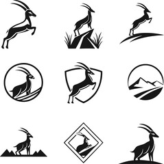 set of gazelle vector icons
