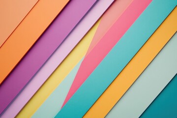 Obraz premium Colorful paper background with diagonal lines, pastel colors, and geometric shapes Generative AI