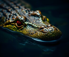 Fototapeta premium enigmatic alligator with its stillness and mesmerizing ripples it creates on swamp's surface embodies harmonious coexistence of apex predators and other wildlife in this captivating ecosystem