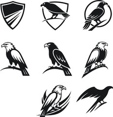set of birds silhouette