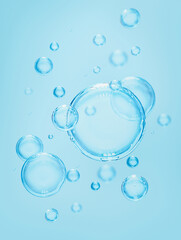 blue background with transparent air bubbles