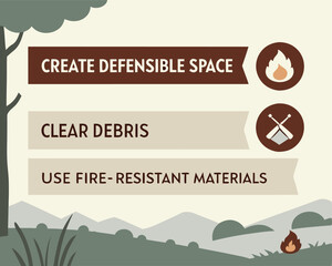 Wildfire Safety Tips Infographic vector illustration