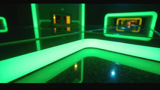 Neon Vortex, hypnotic Green Light Trails in Motion - Powered by Adobe