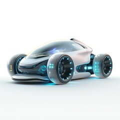 Futuristic electric car with a sleek design and glowing accents.