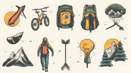Adventure sports insignia collection for textile applications