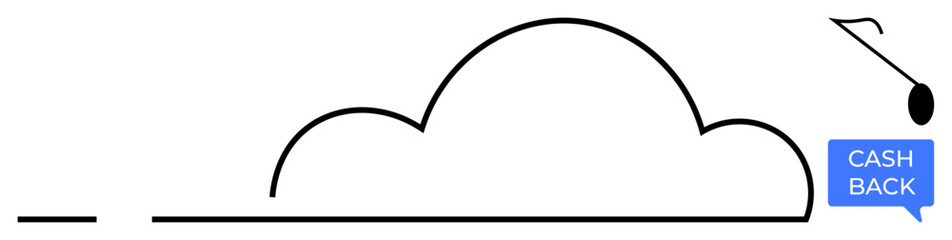 Rising curve leading to a speech bubble with Cash Back, inspiring thoughts of growth and financial rewards. Ideal for finance, business growth, investment strategies, marketing, customer incentives