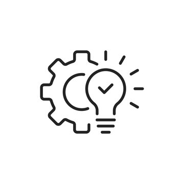 innovation solution like gear and lightbulb icon