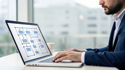 Business & Corporate concept, Efficient entrepreneur using AI decision making tool on laptop