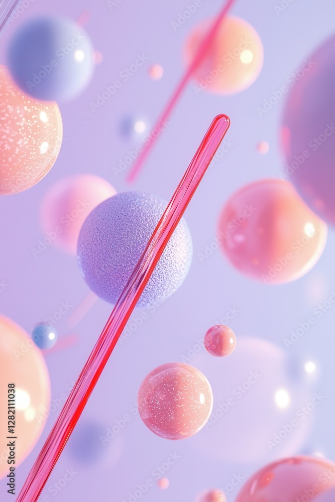 Poster vibrant abstract design featuring colorful spheres and dynamic gradients in motion
