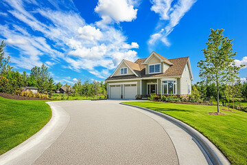 New driveway installation enhancing home curb appeal. Generative AI