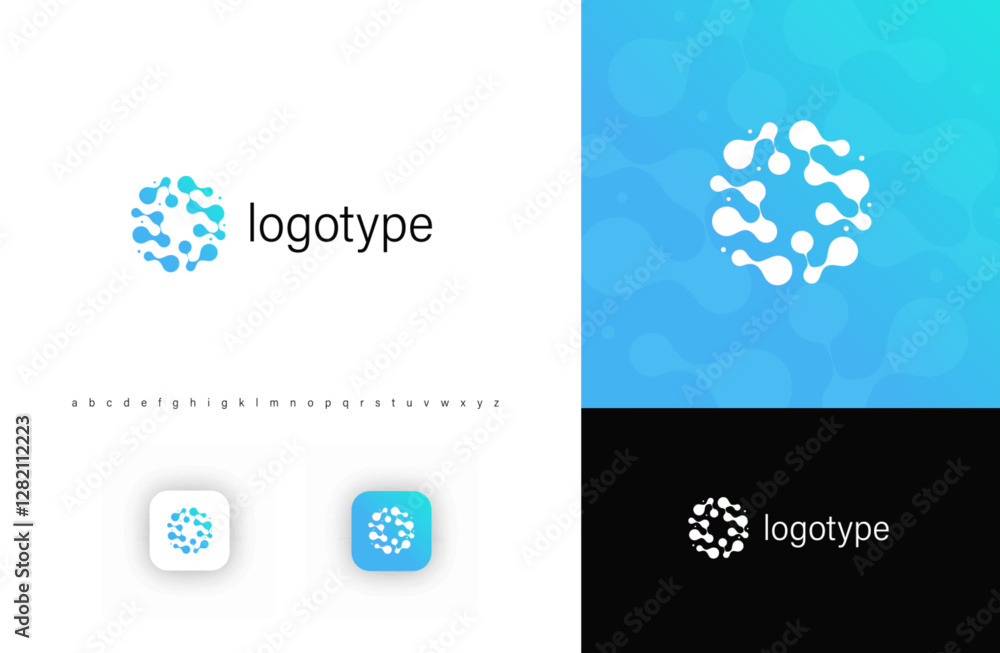 Poster abstract brain logo with interconnected neurons, symbolizing artificial intelligence, neuroscience, 