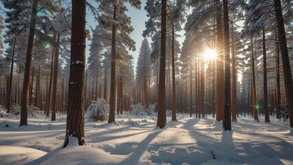 Trees in a beautiful forest.