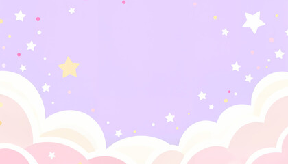 Pastel purple background with fluffy clouds and twinkling stars, perfect for dreamy, magical, and fantasy-themed projects.