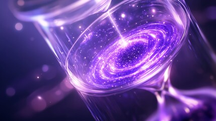 Mystical Entity Siphoning Time from an Ancient Hourglass – Swirling Galaxies, Enchanted Energy, High-Detail Fantasy Art