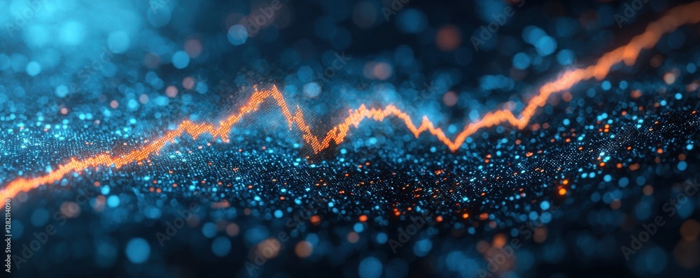 Poster abstract digital representation of a stock market graph with glowing lines