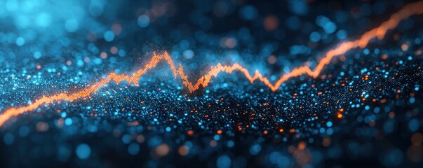 Abstract digital representation of a stock market graph with glowing lines
