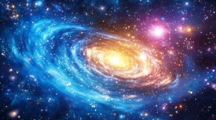 Digital painting of glowing cosmic energy, vibrant and dynamic, deep space, abstract and magical, bright and immersive, swirling particles, artistic and surreal