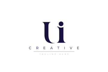 uI abstract  minimalist letters Logo Monogram. It is a minimalist logo, this logo is made by combining two letters