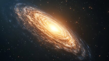 Fototapeta premium dramatic space scene featuring a vibrant spiral galaxy with glowing cosmic hues, an artistic depiction of the mysteries of the universe and celestial beauty