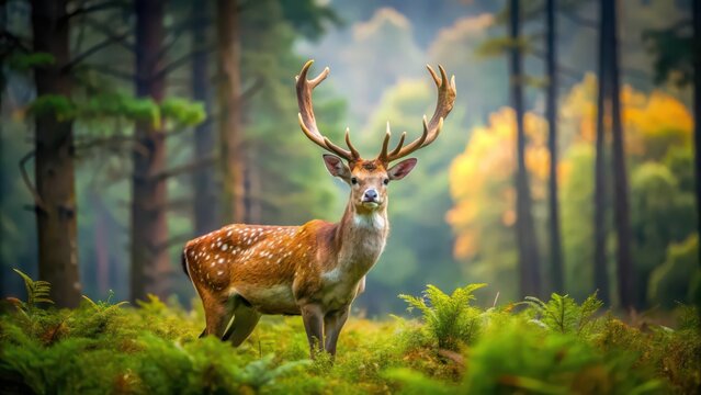 Fallow Deer in Forest Clearing - Powered by Adobe