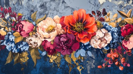 Fototapeta premium dynamic floral designs with bold and intricate contrasts, vibrant and artistic composition, textured and radiant design, bold and modern tones