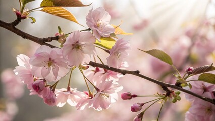 Obraz premium Cherry Blossoms in Bloom with Soft Sunlight
