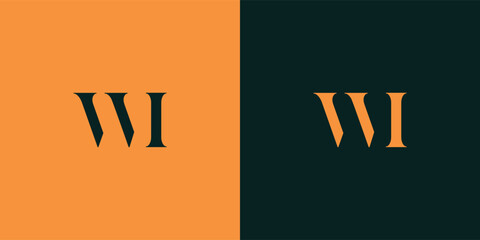 WI abstract  minimalist letters Logo Monogram. It is a minimalist logo, this logo is made by combining two letters