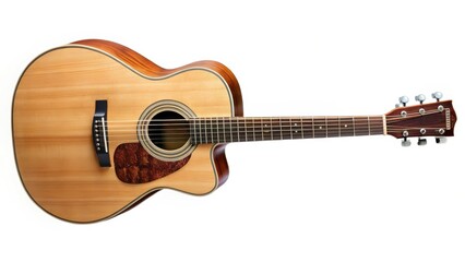 Acoustic Guitar on White Background