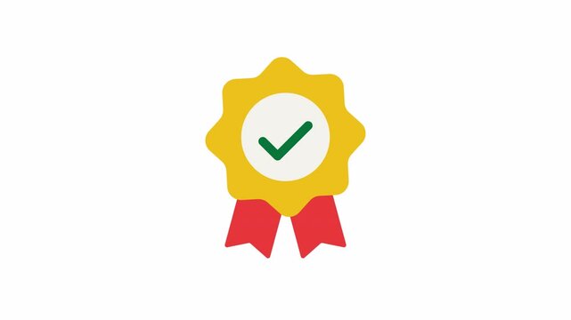 Bright yellow approval badge with a green check mark.