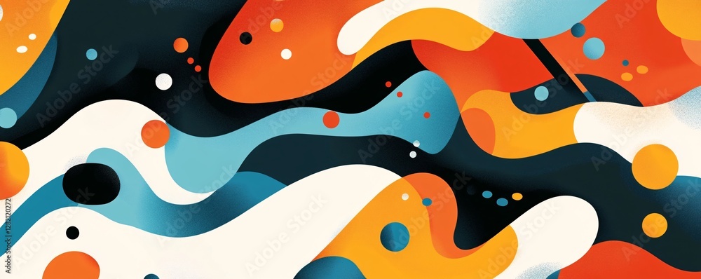 Poster Abstract background with flowing colorful shapes creating modern design