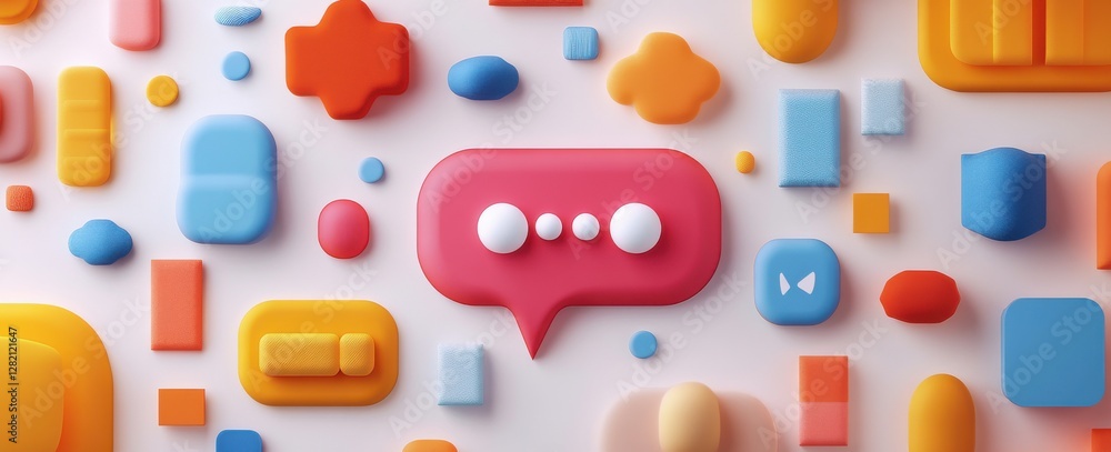 Poster colorful speech bubbles in abstract modern composition with minimalistic design