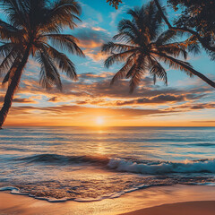 Serene Sunset Bliss: A Tranquil Beach Escape