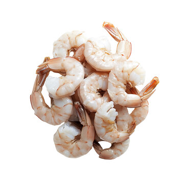 Fresh Peeled Raw Shrimp in a Pile  
