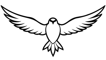 Fototapeta premium an illustrated dove with outstretched wings, symbolizing peace and freedom. This monochrome artwork is simple, elegant, and evokes feelings of hope