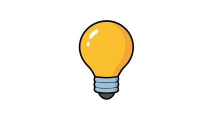 Bright Cartoon Light Bulb Illustration Depicting Innovation and Creativity for Future Success on White Background
