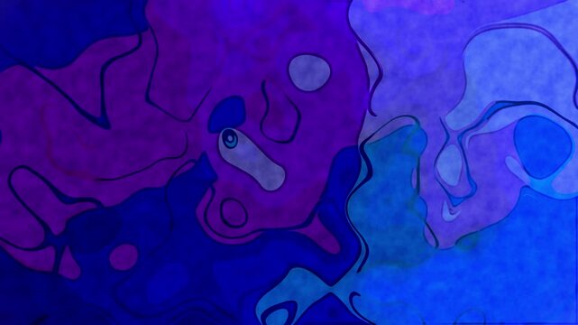 4K ProRes, Blue Color paint Animation, Creative Ink and Paint backdrop, Animation with abstract graphic novel style shading, 32 bit depth