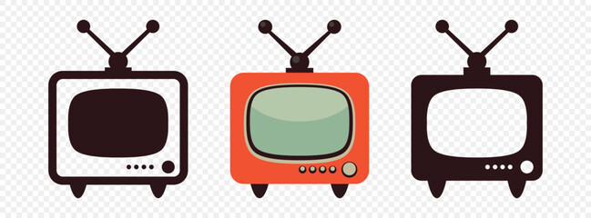 Retro TV Set. Vector Vintage Television Collection. Old TV Icon Pack. Retro, Vintage TV, Classic, Antique TV, Old Television, Vector Illustration. Retro Electronics, Vintage Screen