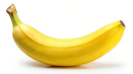 Single Ripe Banana on White Background