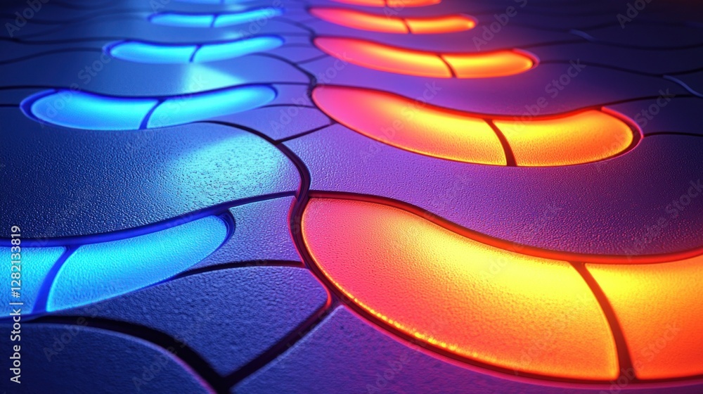 Aufkleber abstract glowing tiles create a pathway with futuristic technology and innovation